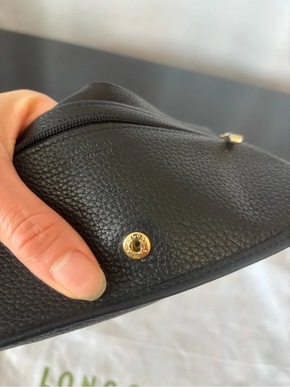 Longchamp Genuine Black Leather wallet Passport Holder Travel Organizer clutch